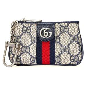 GUCCI OPHIDIA GG KEY CASE BLUE